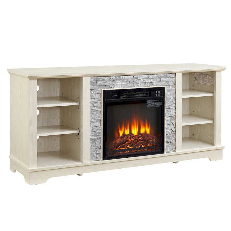 Meuble TV avec cheminée électrique et insert de cheminée