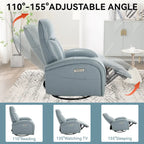 Fauteuil inclinable électrique en cuir pivotant et à bascule, rotation maximale de 270 degrés, mécanisme de mouvement robuste avec USB et Type-C