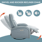 Fauteuil inclinable électrique en cuir pivotant et à bascule, rotation maximale de 270 degrés, mécanisme de mouvement robuste avec USB et Type-C