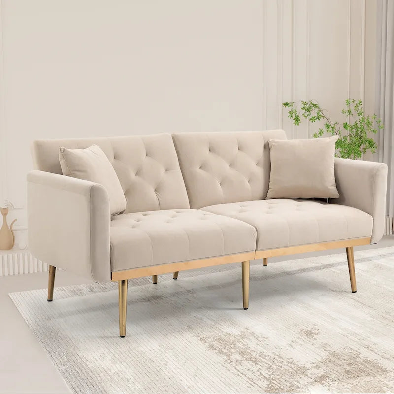 65,35 Canapé-lit futon en velours avec dossier réglable