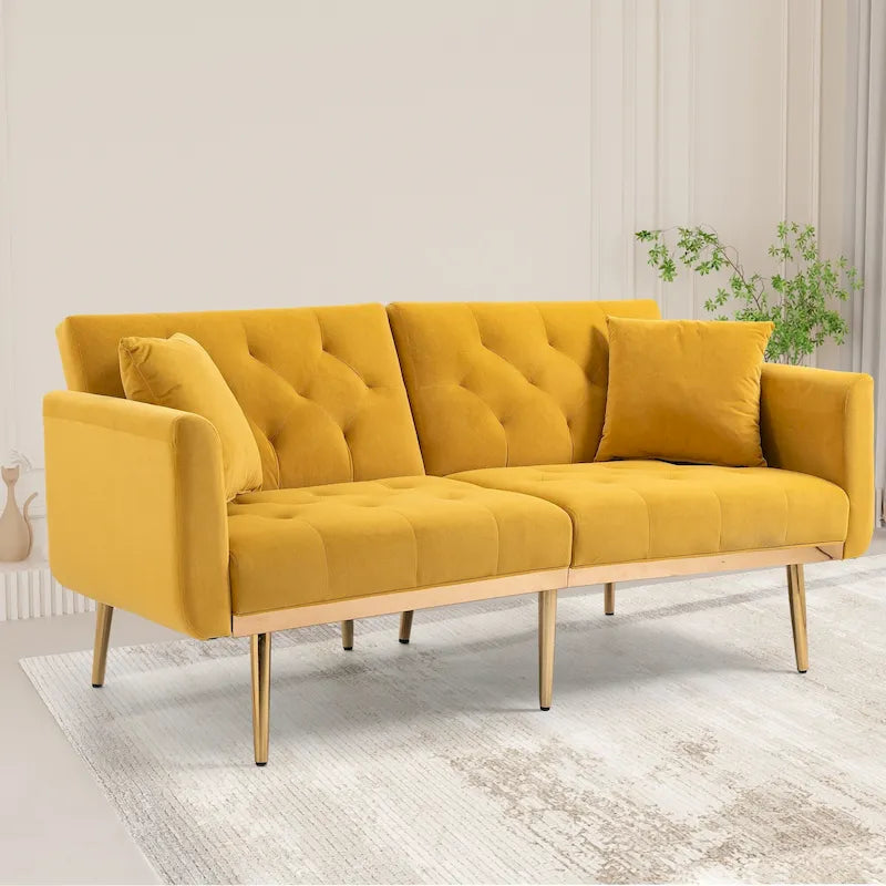 65,35 Canapé-lit futon en velours avec dossier réglable