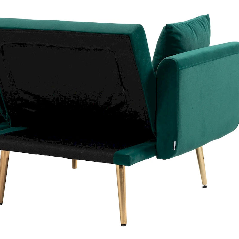 65,35 Canapé-lit futon en velours avec dossier réglable
