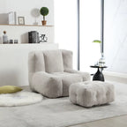 Fauteuil paresseux ultra doux avec mousse à mémoire de forme et ottoman