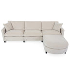 Canapé spacieux 4 places beige 107,87 avec pouf mobile, coussins amovibles et rangement pratique dans les accoudoirs