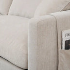 Canapé spacieux 4 places beige 107,87 avec pouf mobile, coussins amovibles et rangement pratique dans les accoudoirs
