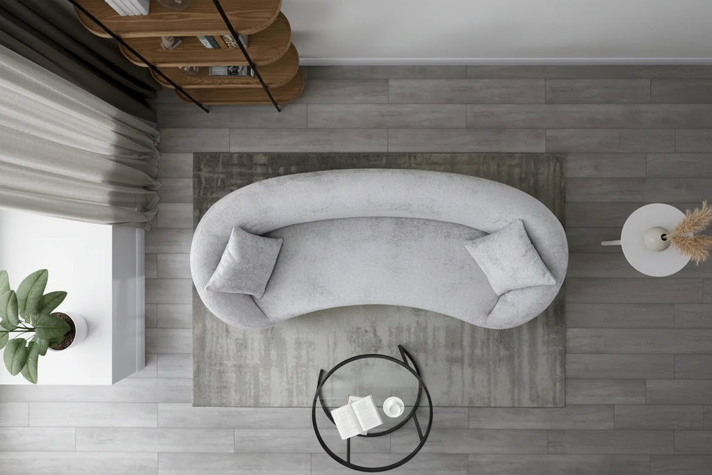 Canapé incurvé minimaliste 3 places en velours