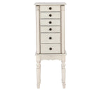 Armoire à bijoux avec 6 tiroirs de rangement et panneaux latéraux - 37 - Crème