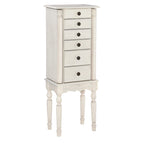 Armoire à bijoux avec 6 tiroirs de rangement et panneaux latéraux - 37 - Crème