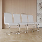 Chaise de salle à manger capitonnée à dossier haut en similicuir avec pieds en métal