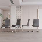 Chaise de salle à manger capitonnée à dossier haut en similicuir avec pieds en métal