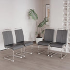 Chaise de salle à manger capitonnée à dossier haut en similicuir avec pieds en métal