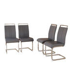 Chaise de salle à manger capitonnée à dossier haut en similicuir avec pieds en métal