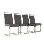 Chaise de salle à manger capitonnée à dossier haut en similicuir avec pieds en métal