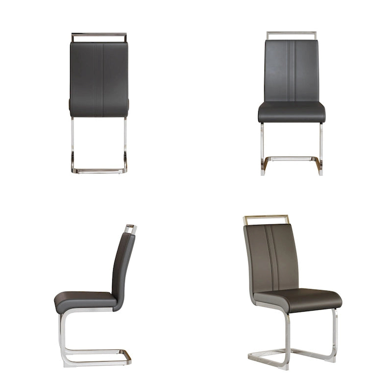 Chaise de salle à manger capitonnée à dossier haut en similicuir avec pieds en métal