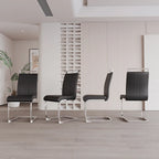Chaise de salle à manger capitonnée à dossier haut en similicuir avec pieds en métal