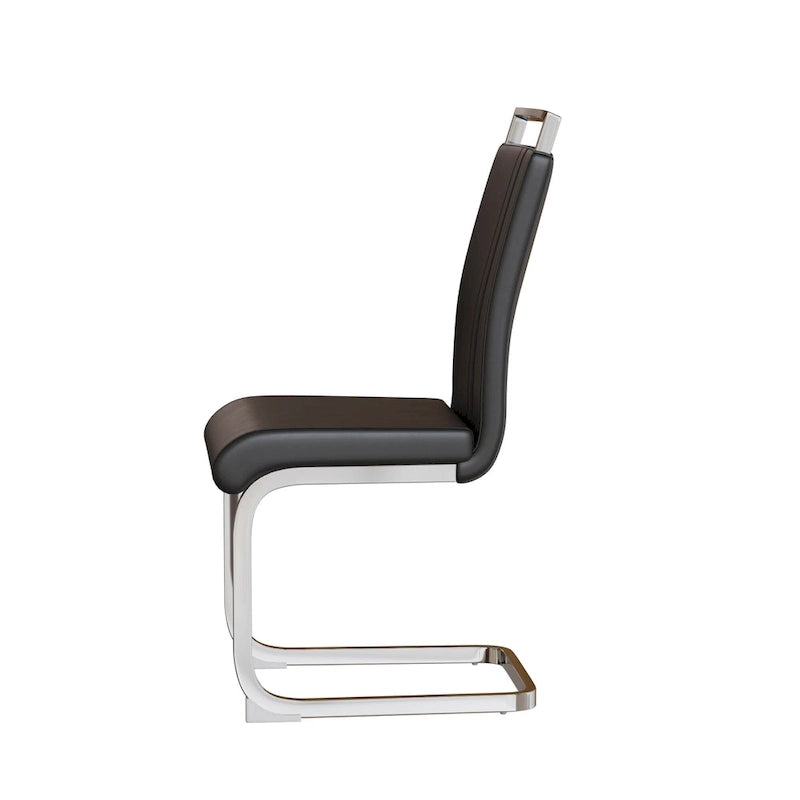 Chaise de salle à manger capitonnée à dossier haut en similicuir avec pieds en métal