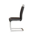 Chaise de salle à manger capitonnée à dossier haut en similicuir avec pieds en métal