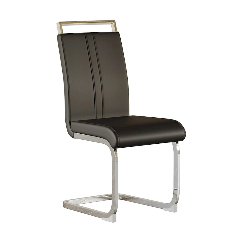 Chaise de salle à manger capitonnée à dossier haut en similicuir avec pieds en métal