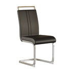 Chaise de salle à manger capitonnée à dossier haut en similicuir avec pieds en métal
