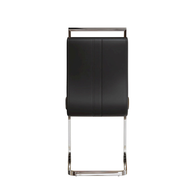 Chaise de salle à manger capitonnée à dossier haut en similicuir avec pieds en métal