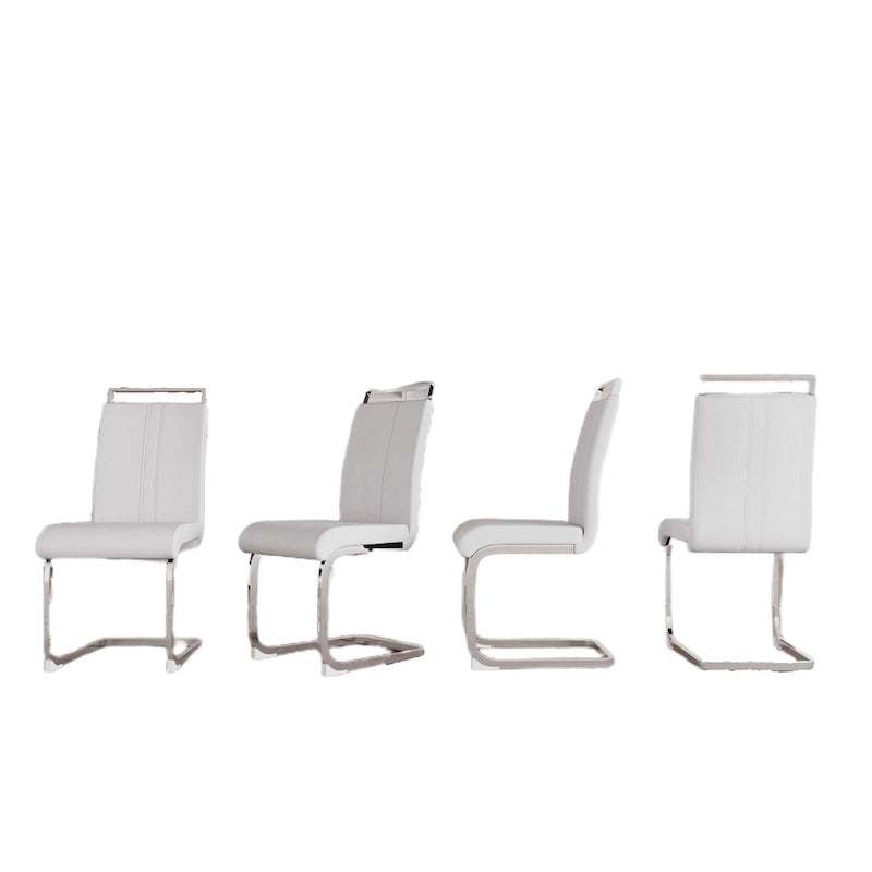 Chaise de salle à manger capitonnée à dossier haut en similicuir avec pieds en métal