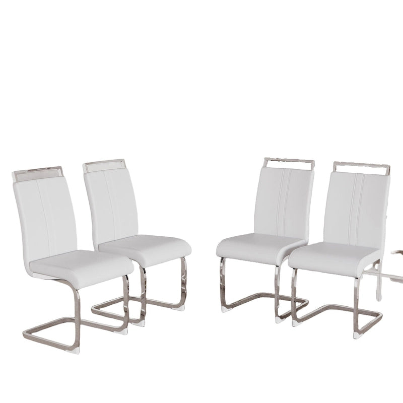 Chaise de salle à manger capitonnée à dossier haut en similicuir avec pieds en métal