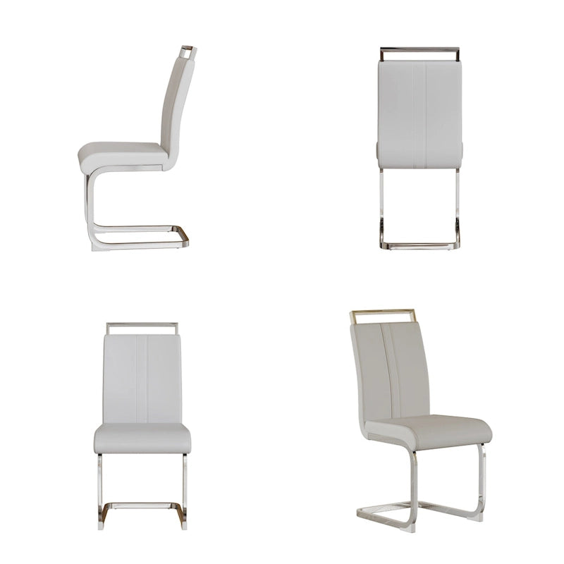 Chaise de salle à manger capitonnée à dossier haut en similicuir avec pieds en métal