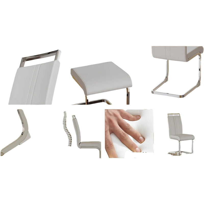 Chaise de salle à manger capitonnée à dossier haut en similicuir avec pieds en métal