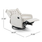 Fauteuil inclinable manuel au design classique avec pivotant à 360 degrés, fauteuil de relaxation pour le salon