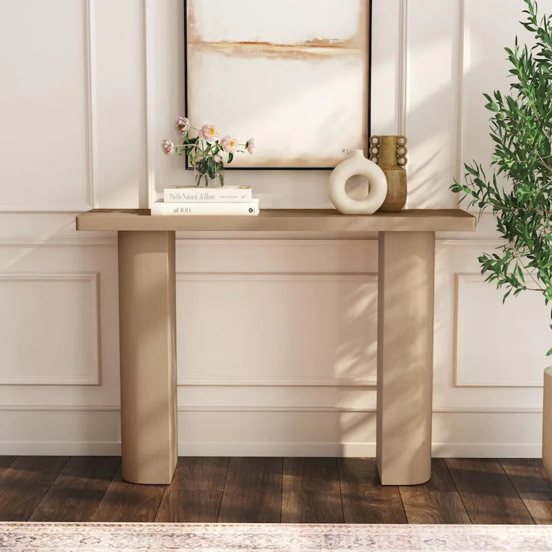 Console demi-lune en bois de manguier