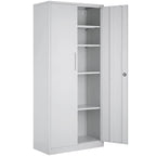 Armoire de rangement métallique verrouillable de 75 pouces avec 4 étagères réglables et 2 portes magnétiques