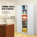 Armoire de rangement métallique verrouillable de 75 pouces avec 4 étagères réglables et 2 portes magnétiques