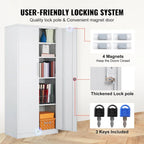 Armoire de rangement métallique verrouillable de 75 pouces avec 4 étagères réglables et 2 portes magnétiques