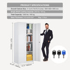 Armoire de rangement métallique verrouillable de 75 pouces avec 4 étagères réglables et 2 portes magnétiques