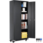 Armoire de rangement métallique verrouillable de 75 pouces avec 4 étagères réglables et 2 portes magnétiques