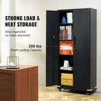 Armoire de rangement métallique verrouillable de 75 pouces avec 4 étagères réglables et 2 portes magnétiques