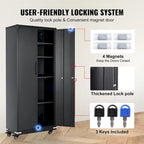 Armoire de rangement métallique verrouillable de 75 pouces avec 4 étagères réglables et 2 portes magnétiques