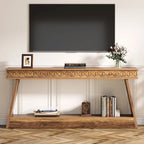 Table Console Extra Longue de 180 cm avec Étagère de Rangement, Table d'Entrée de Ferme à 2 Niveaux - 180 cm (L) x 30 cm (l) x 80 cm (H)