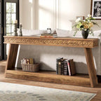 Console de ferme à 2 niveaux pour entrée, salon, couloir, hall d'accueil - 70,87 P x 11,81 L x 31,5 H
