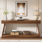 Console de ferme à 2 niveaux pour entrée, salon, couloir, hall d'accueil - 70,87 P x 11,81 L x 31,5 H