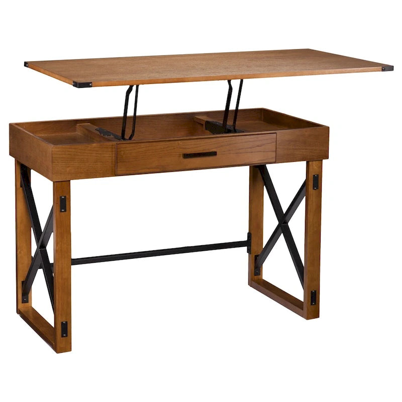 Bureau Carlan en pin vieilli à hauteur réglable
