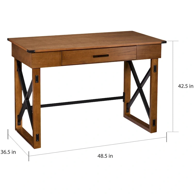 Bureau Carlan en pin vieilli à hauteur réglable