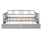 Lit de repos double en bois avec deux tiroirs