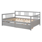 Lit de repos double en bois avec deux tiroirs
