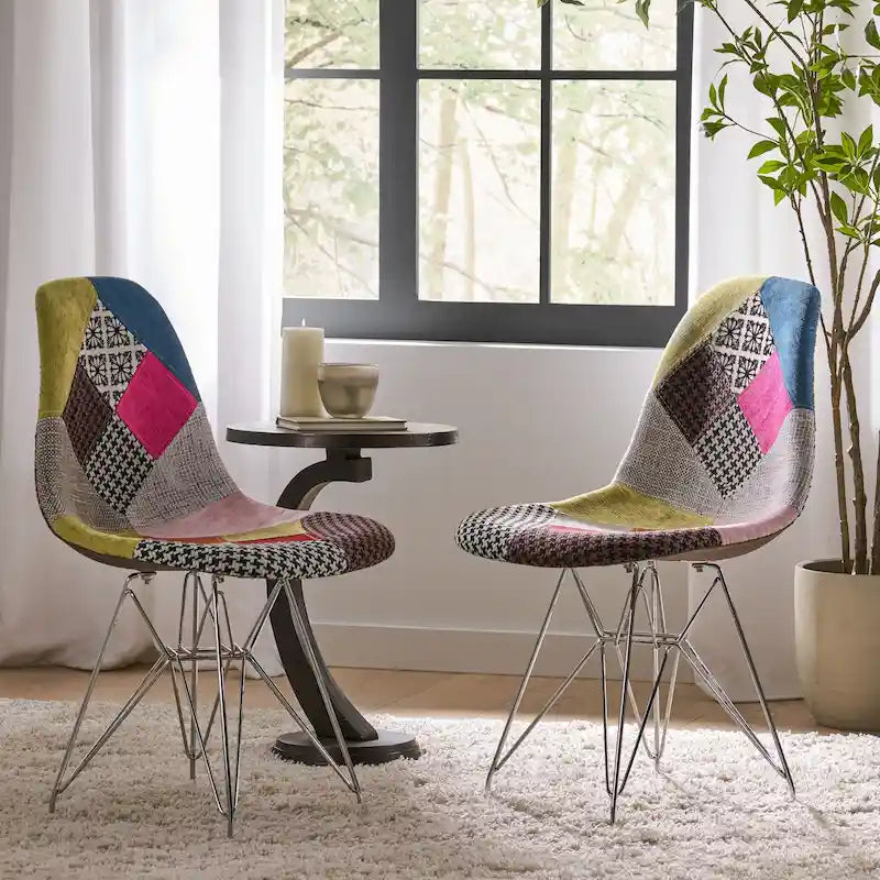 Chaises en tissu Wilmette Patchwork de Christopher Knight Home (lot de 2) - N/A