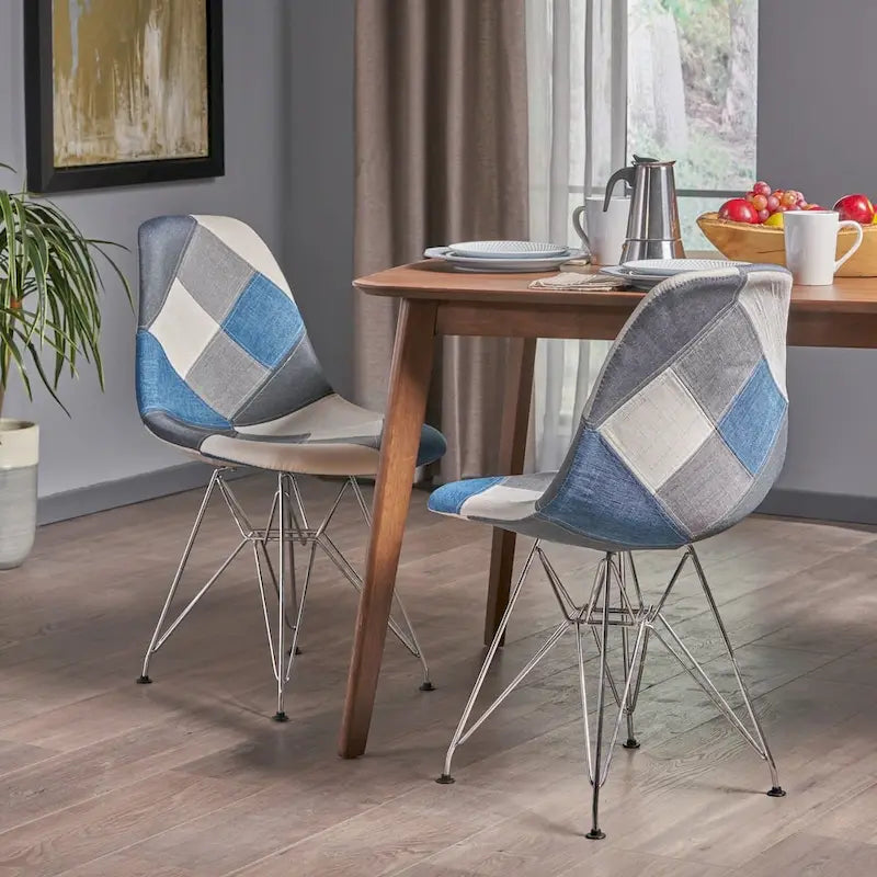 Chaises en tissu Wilmette Patchwork de Christopher Knight Home (lot de 2) - N/A