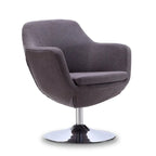 Manhattan Comfort Fauteuil pivotant d'appoint Caisson en similicuir chromé poli