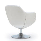 Manhattan Comfort Fauteuil pivotant d'appoint Caisson en similicuir chromé poli