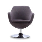 Manhattan Comfort Fauteuil pivotant d'appoint Caisson en similicuir chromé poli