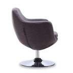 Manhattan Comfort Fauteuil pivotant d'appoint Caisson en similicuir chromé poli